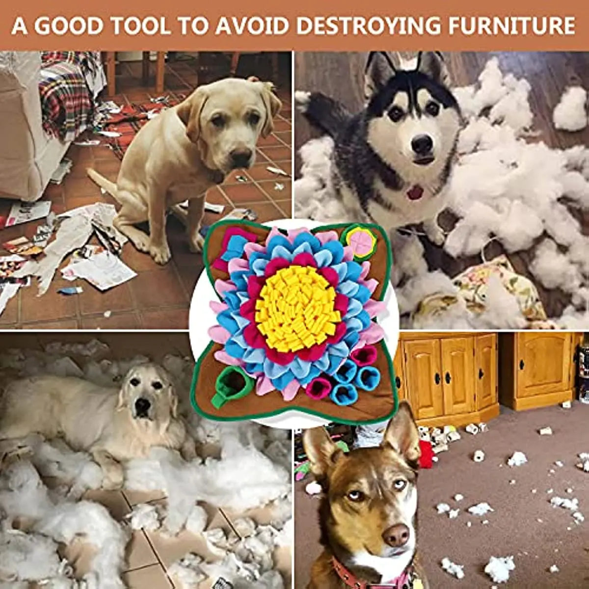 Dog toys to prevent furniture destruction with dogs around.