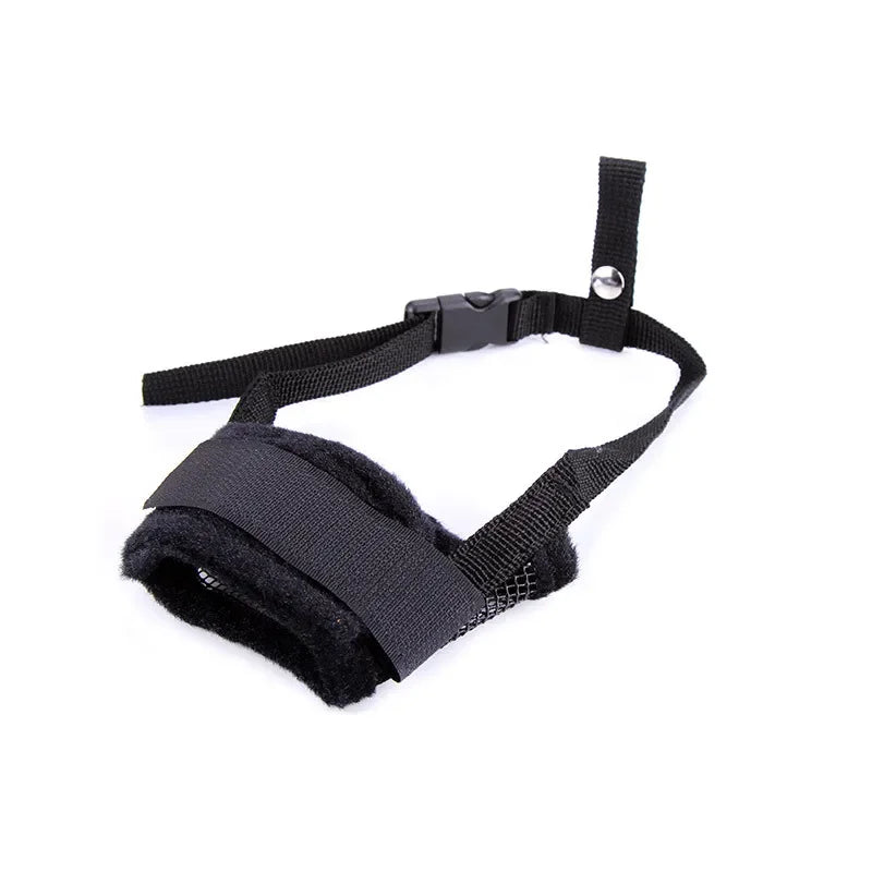 A dog muzzle in black color, made of nylon,